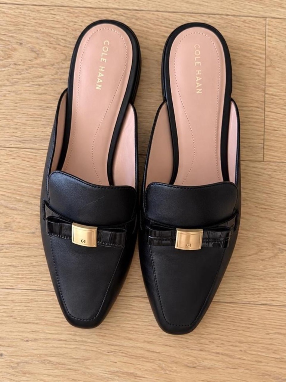 Cole Haan Black Leather Loafer Mules